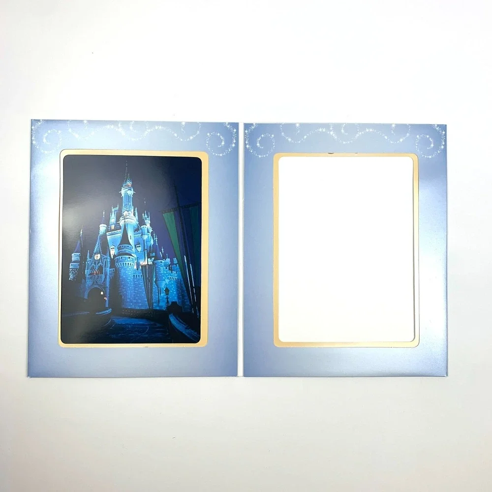 WDW Magic Kingdom Cinderellas Royal Table‎ Photo Folder Frame Night Castle Blue